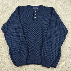 Susquehanna Trail Henley Sweater Men's L Blue Textured Vintage
